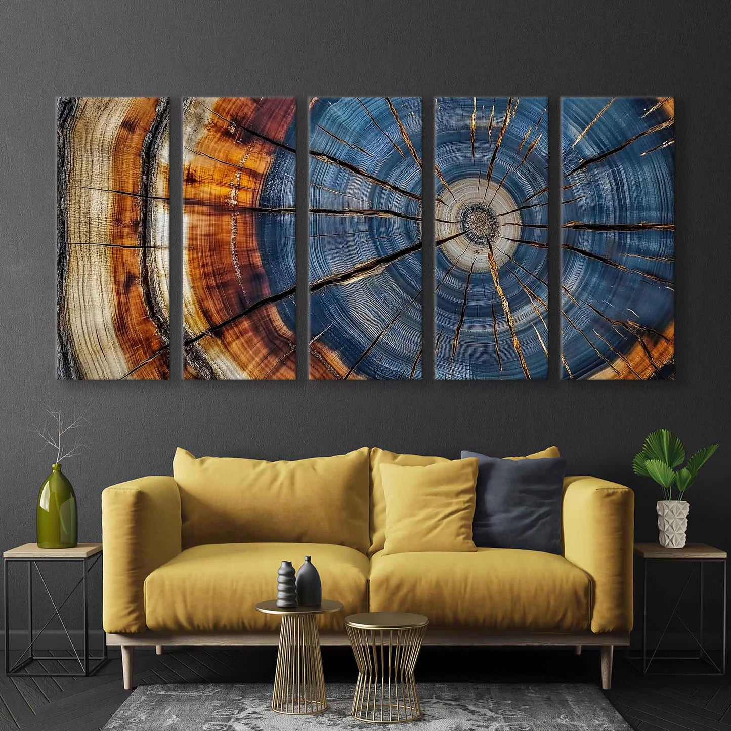 Colorful Tree Rings Elegant Natural Canvas Wall Art
