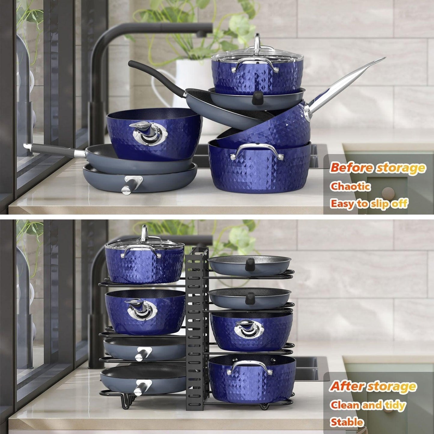 8 Tier Pot Racks Adjustable Kitchen Organization And Storage