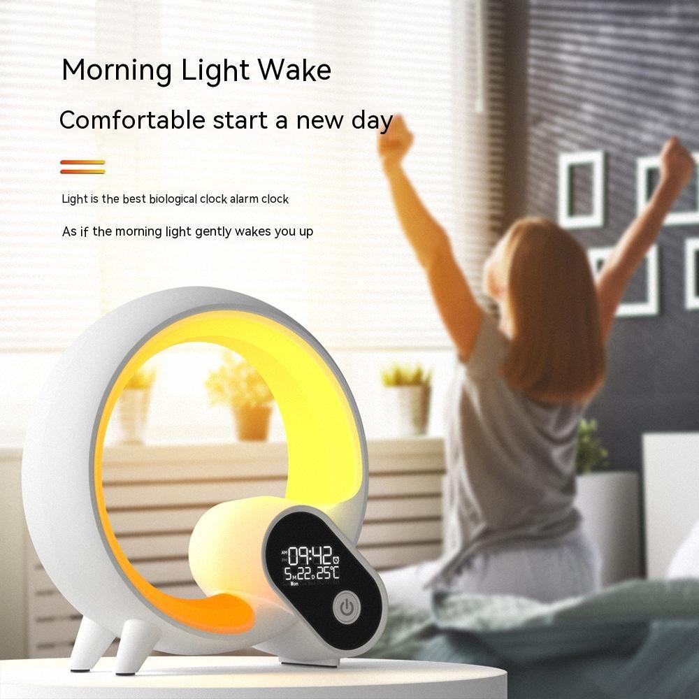 light analog sunrise digital display alarm clock bluetooth
