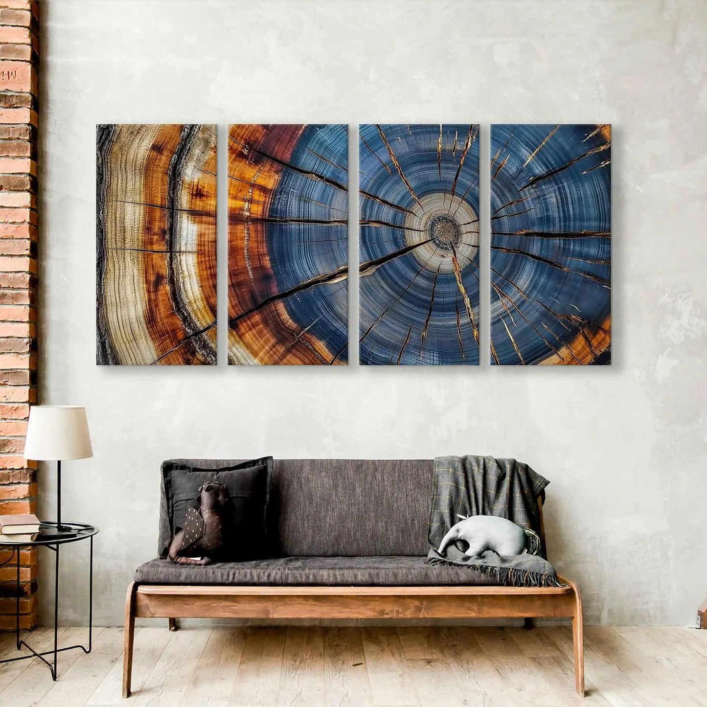 Colorful Tree Rings Elegant Natural Canvas Wall Art