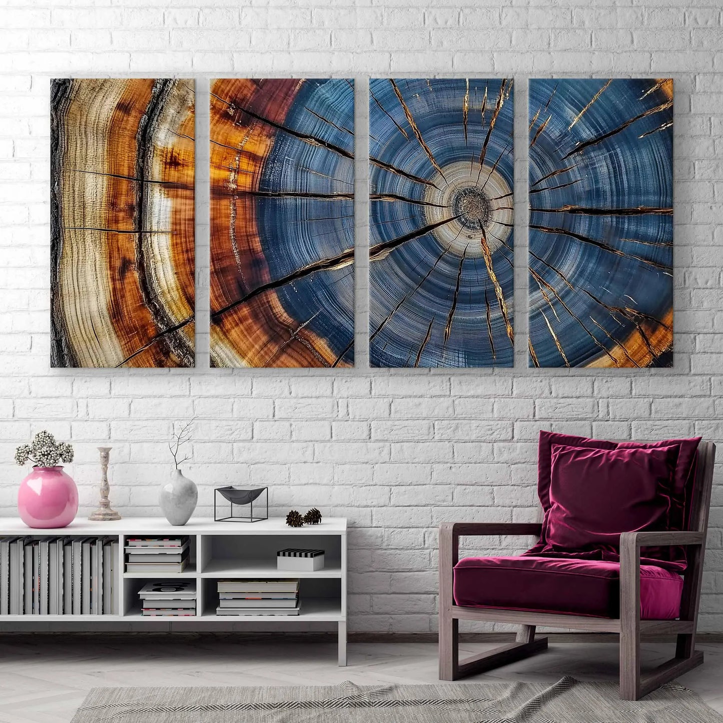 Colorful Tree Rings Elegant Natural Canvas Wall Art
