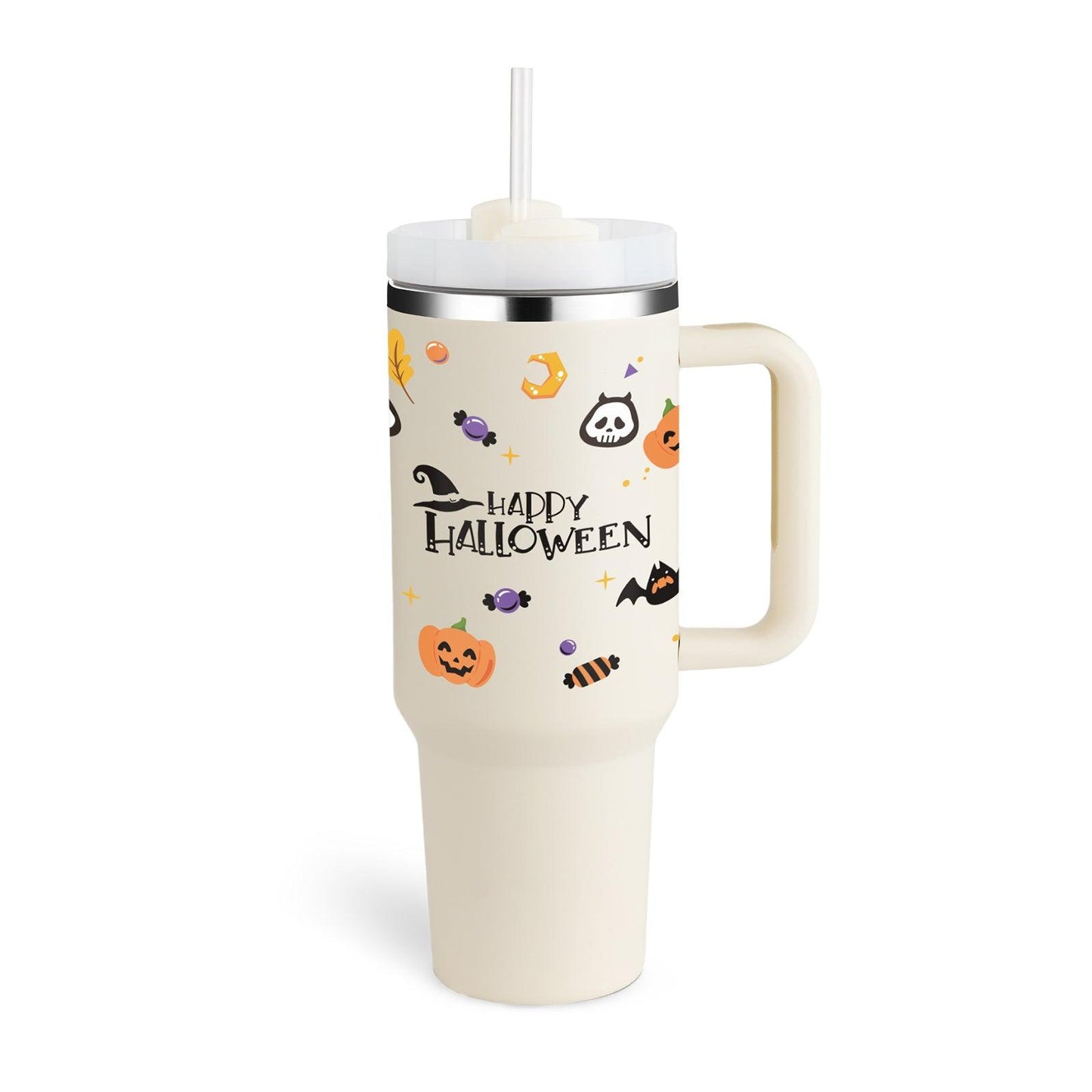 40 Oz Tumbler With Handle Straw Insulated, Stainless Steel Spill Proof Vacuum Coffee Cup Tumbler With Lid Tapered Mug Gifts For Valentine Lover Suitable For Car Gym Office Travel - Crafted Home