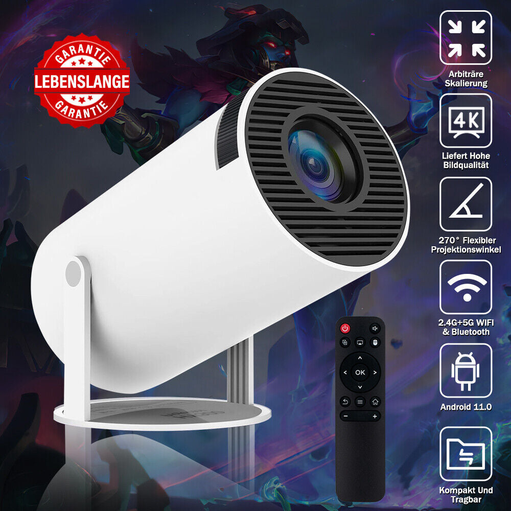 Smart Mini Beamer 270° LED Projector – 4K UHD, WiFi, Android, Bluetooth, 5G