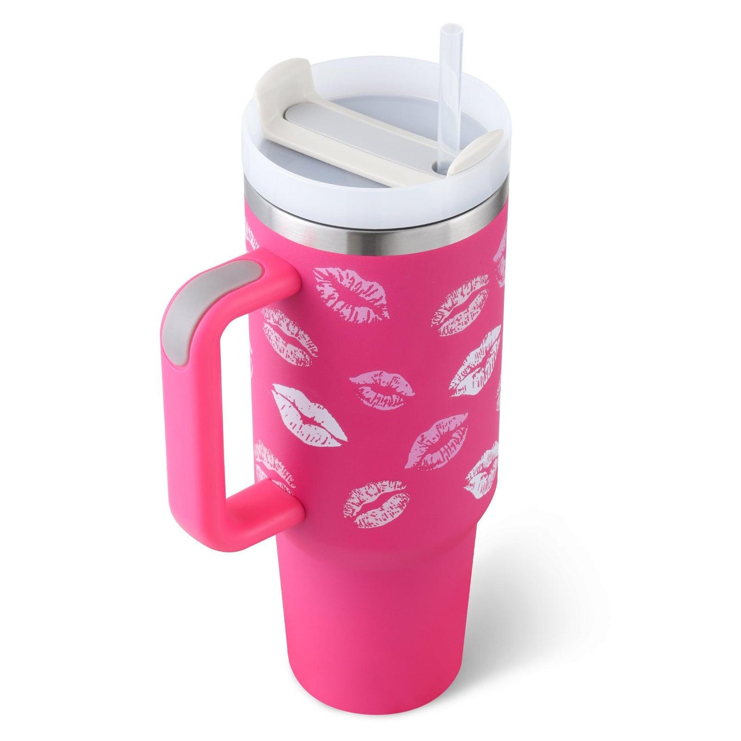 40 Oz Tumbler With Handle Straw Insulated, Stainless Steel Spill Proof Vacuum Coffee Cup Tumbler With Lid Tapered Mug Gifts For Valentine Lover Suitable For Car Gym Office Travel - Crafted Home