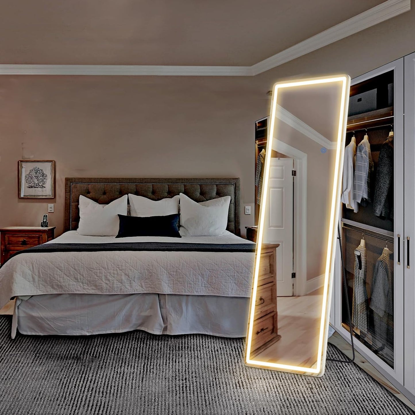 64"X21" Full Length Mirror with LED Lights Full Body Standing Floor Mirror - Crafted Home