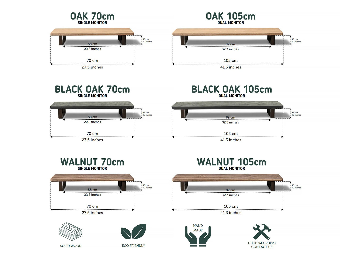 Dual Wooden Monitor Desk Riser