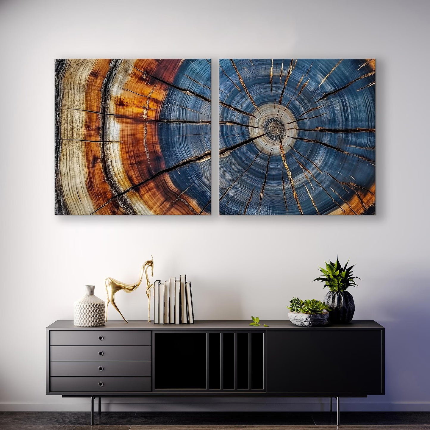 Colorful Tree Rings Elegant Natural Canvas Wall Art