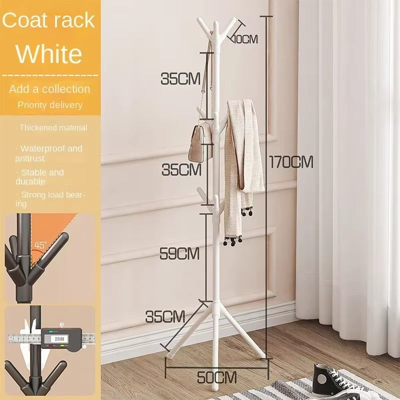 Tree Branch Shape Floor-to-Ceiling Clothes and Hat Rack with Hooks for Bedroom Storage