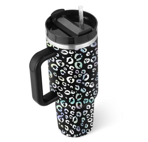 40 Oz Tumbler With Handle Straw Insulated, Stainless Steel Spill Proof Vacuum Coffee Cup Tumbler With Lid Tapered Mug Gifts For Valentine Lover Suitable For Car Gym Office Travel - Crafted Home