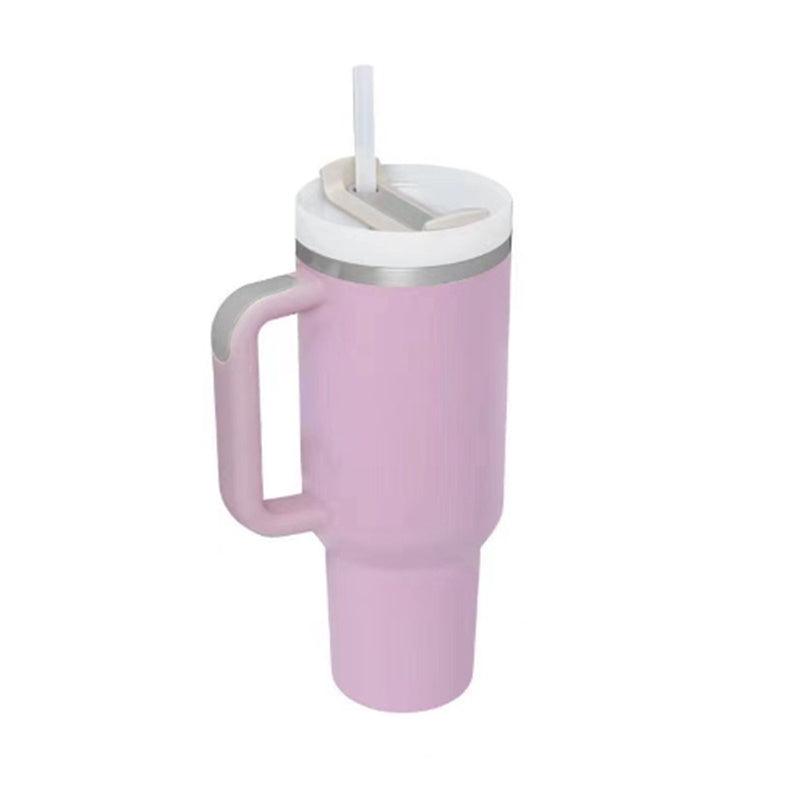 40 Oz Tumbler With Handle Straw Insulated, Stainless Steel Spill Proof Vacuum Coffee Cup Tumbler With Lid Tapered Mug Gifts For Valentine Lover Suitable For Car Gym Office Travel - Crafted Home
