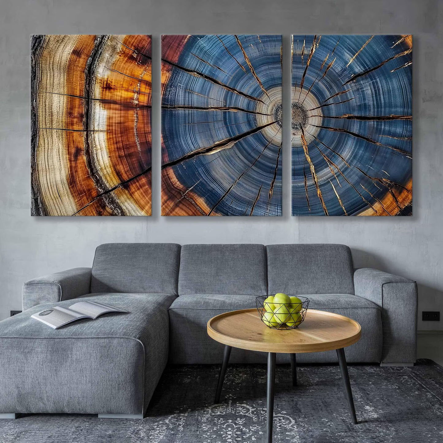 Colorful Tree Rings Elegant Natural Canvas Wall Art