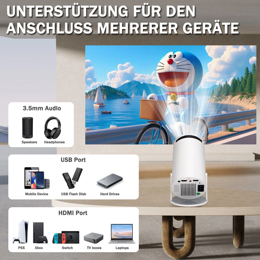 Smart Mini Beamer 270° LED Projector – 4K UHD, WiFi, Android, Bluetooth, 5G