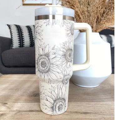 40 Oz Tumbler With Handle Straw Insulated, Stainless Steel Spill Proof Vacuum Coffee Cup Tumbler With Lid Tapered Mug Gifts For Valentine Lover Suitable For Car Gym Office Travel - Crafted Home