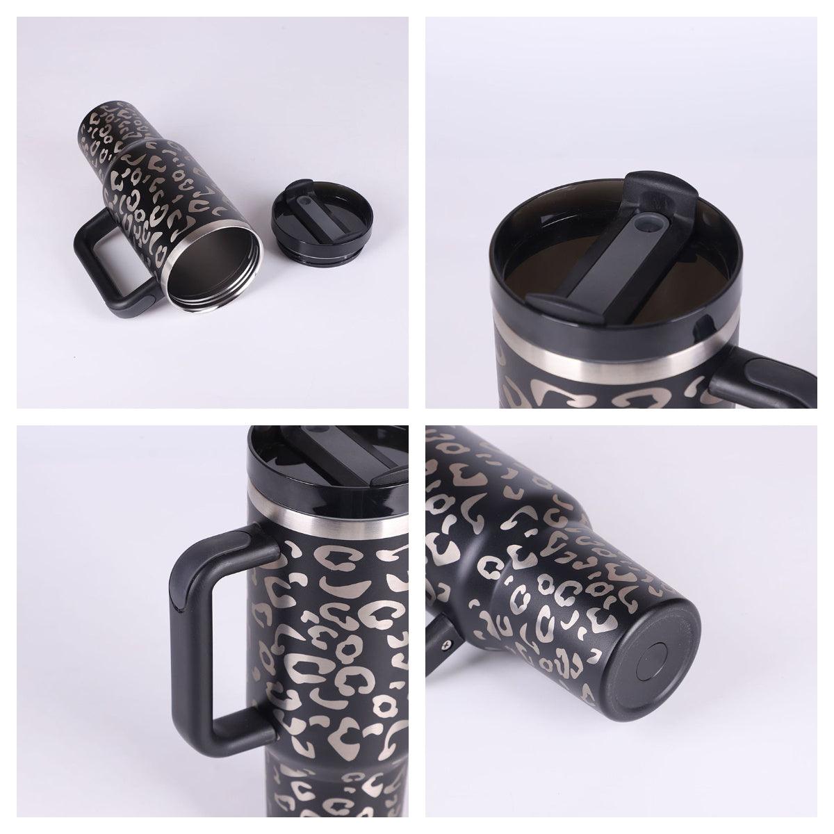 40 Oz Tumbler With Handle Straw Insulated, Stainless Steel Spill Proof Vacuum Coffee Cup Tumbler With Lid Tapered Mug Gifts For Valentine Lover Suitable For Car Gym Office Travel - Crafted Home
