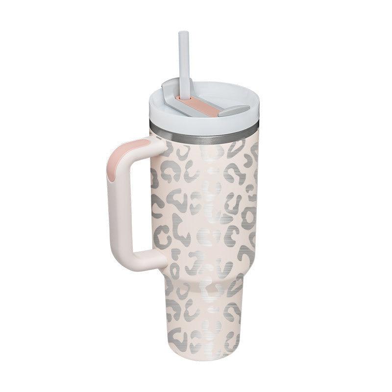 40 Oz Tumbler With Handle Straw Insulated, Stainless Steel Spill Proof Vacuum Coffee Cup Tumbler With Lid Tapered Mug Gifts For Valentine Lover Suitable For Car Gym Office Travel - Crafted Home