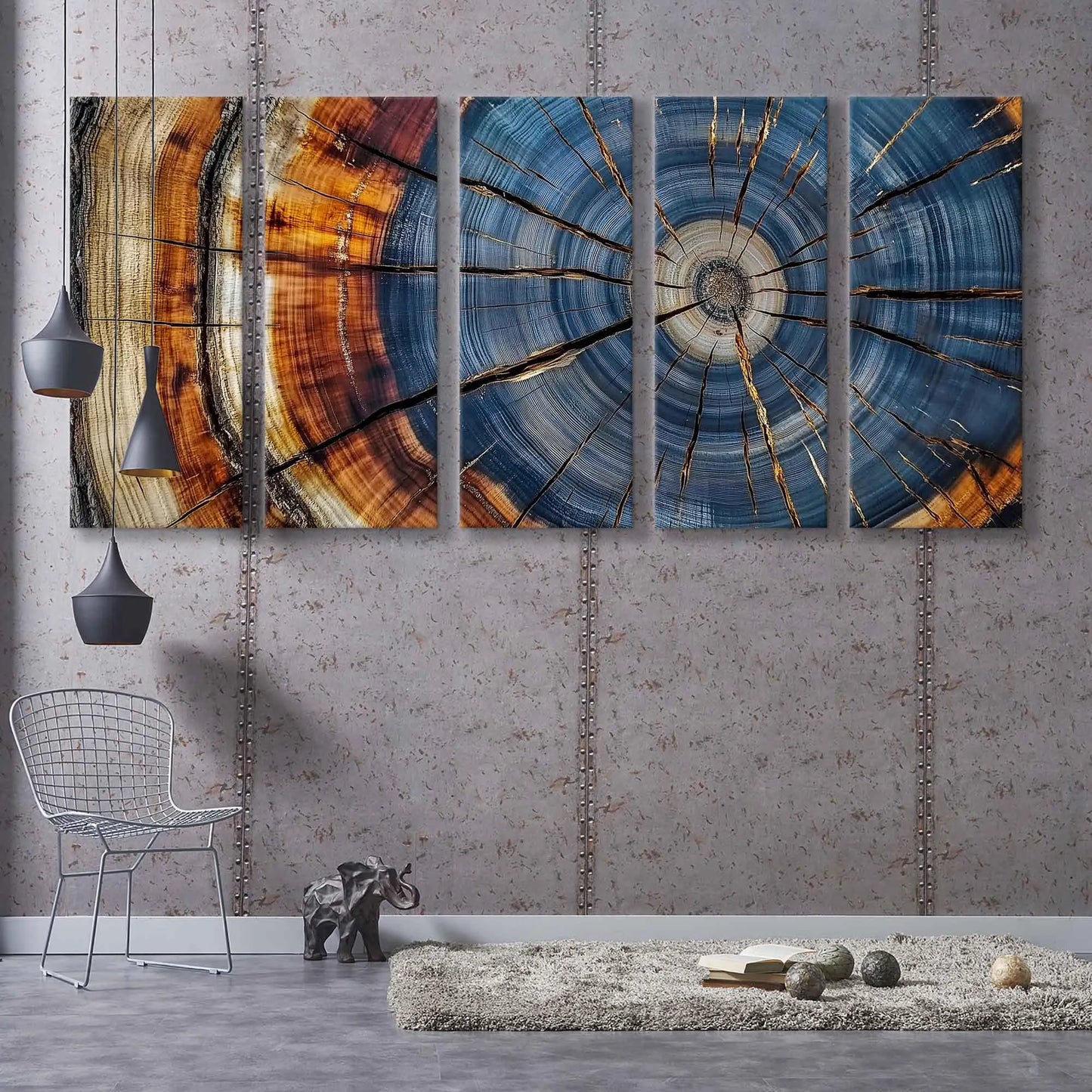 Colorful Tree Rings Elegant Natural Canvas Wall Art