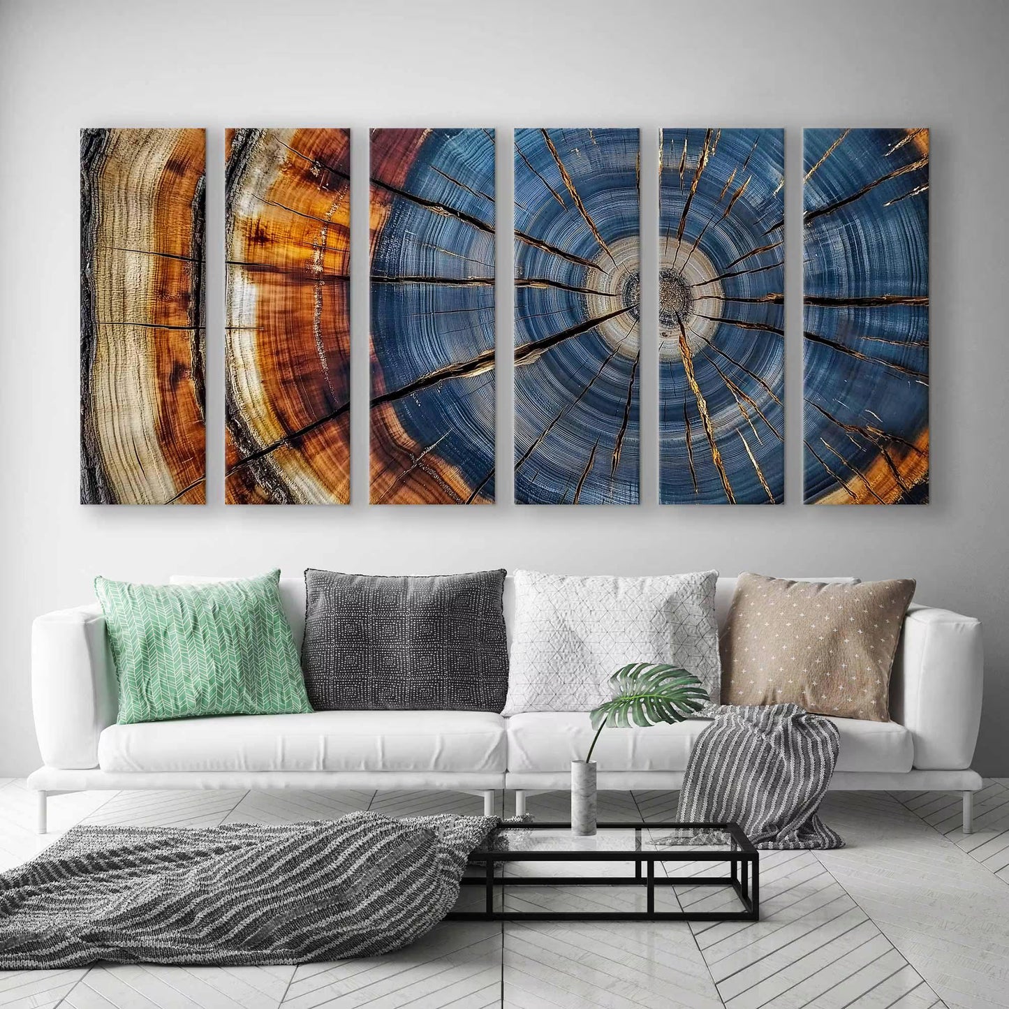 Colorful Tree Rings Elegant Natural Canvas Wall Art