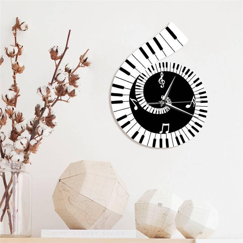 Decoration Wall Clock Treble Clef Piano Keyboard Musical Notes Irregular Decoration Clock Wall Clock Cross-border - Crafted Home