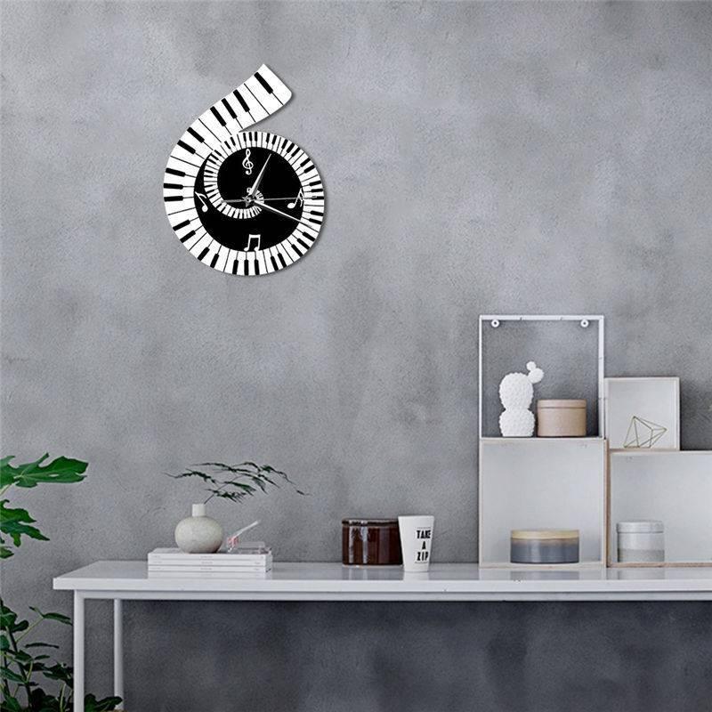 Decoration Wall Clock Treble Clef Piano Keyboard Musical Notes Irregular Decoration Clock Wall Clock Cross-border - Crafted Home