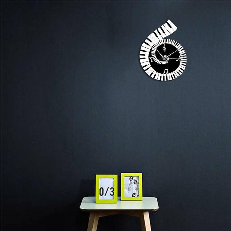 Decoration Wall Clock Treble Clef Piano Keyboard Musical Notes Irregular Decoration Clock Wall Clock Cross-border - Crafted Home