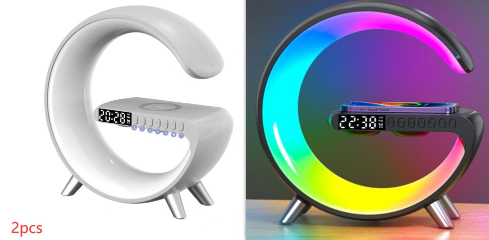 New Intelligent G Shaped LED Lamp Bluetooth Speake Wireless Charger Atmosphere Lamp App Control For Bedroom Home Decor - Crafted Home