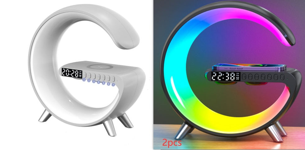 New Intelligent G Shaped LED Lamp Bluetooth Speake Wireless Charger Atmosphere Lamp App Control For Bedroom Home Decor - Crafted Home