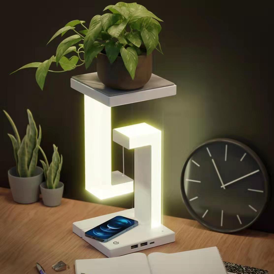 Creative Smartphone Wireless Charging Suspension Table Lamp Balance Lamp Floating For Home Bedroom - Crafted Home