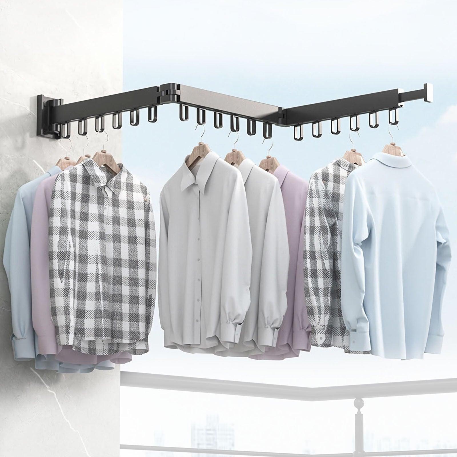 Wall Mounted Retractable Clothesline for Indoor Laundry Organization