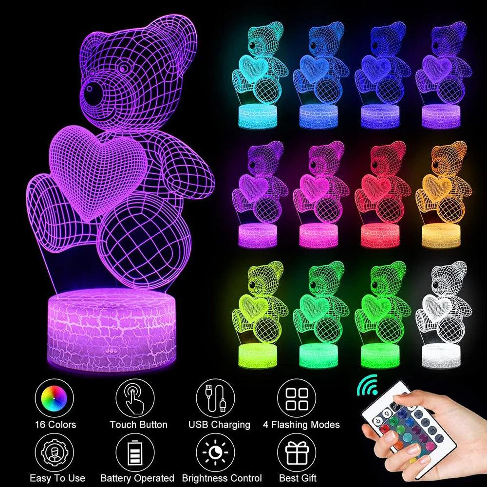 3D Visual effect teddy bear lamp