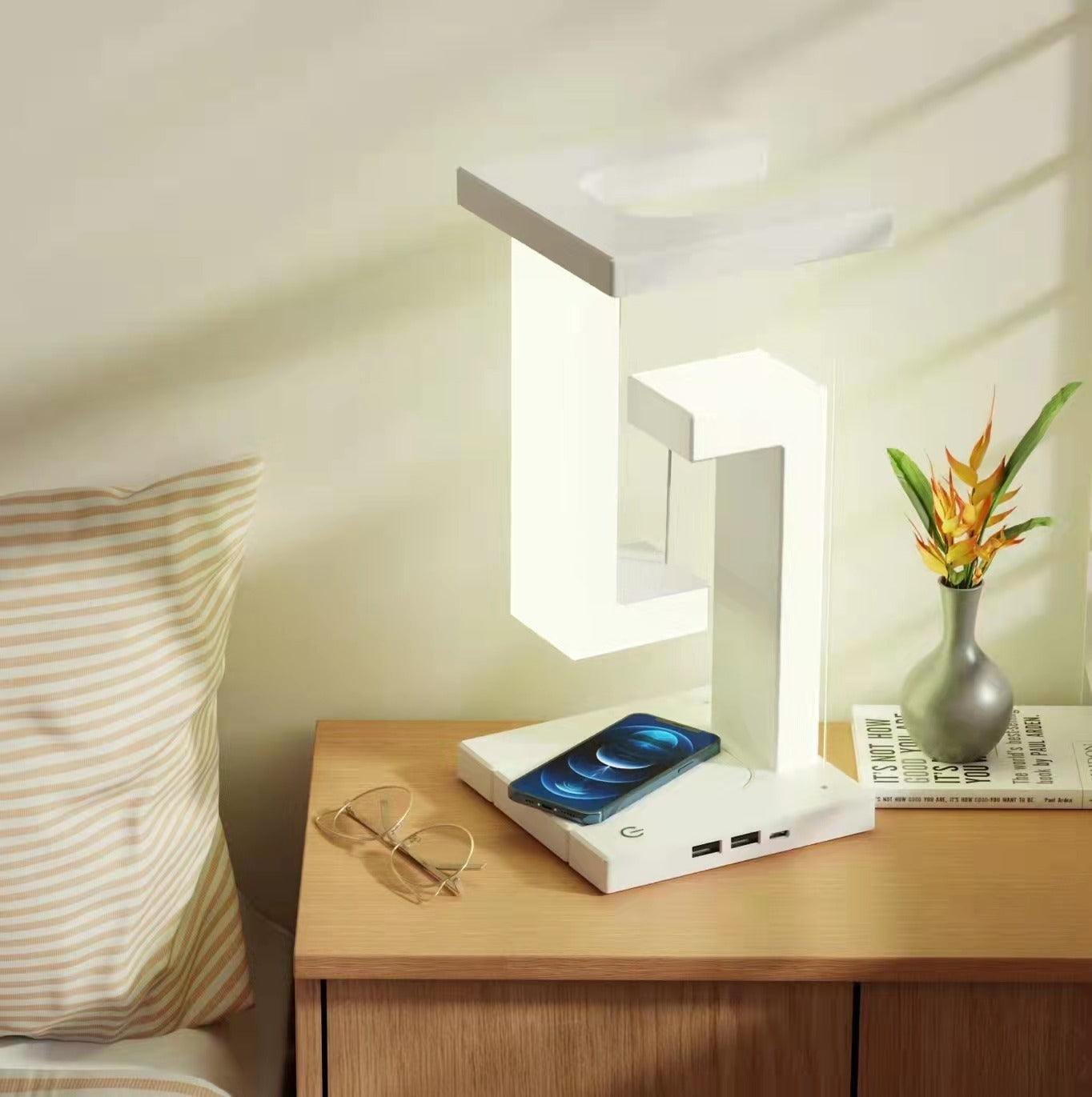 Creative Smartphone Wireless Charging Suspension Table Lamp Balance Lamp Floating For Home Bedroom - Crafted Home