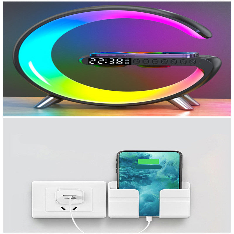 New Intelligent G Shaped LED Lamp Bluetooth Speake Wireless Charger Atmosphere Lamp App Control For Bedroom Home Decor - Crafted Home