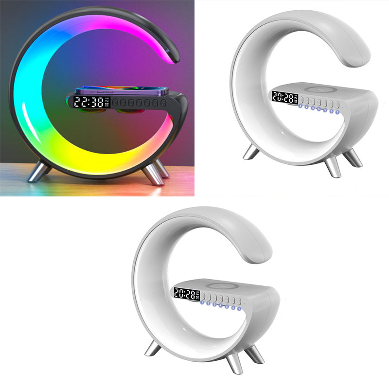 New Intelligent G Shaped LED Lamp Bluetooth Speake Wireless Charger Atmosphere Lamp App Control For Bedroom Home Decor - Crafted Home