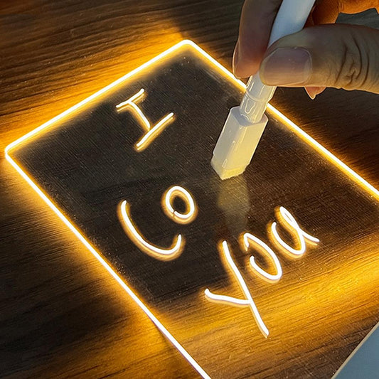 Creative Note Board Creative Led Night Light USB Message Board Holiday Light With Pen Gift For Children Girlfriend Decoration Night Lamp - Crafted Home