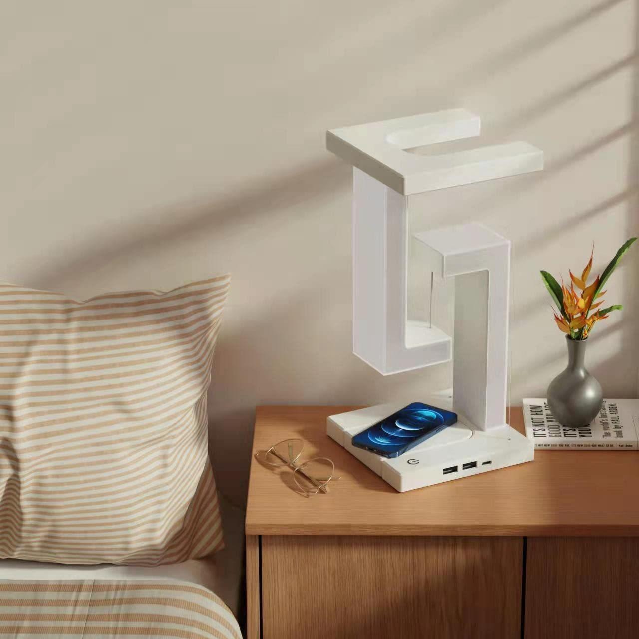 Creative Smartphone Wireless Charging Suspension Table Lamp Balance Lamp Floating For Home Bedroom - Crafted Home