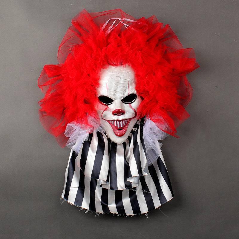 Halloween Horror Clown Wreath Door Hanging Wreath Decoration Wall Hanging Clown Ghost Festival Halloween Party Supplies Home Decor - Crafted Home