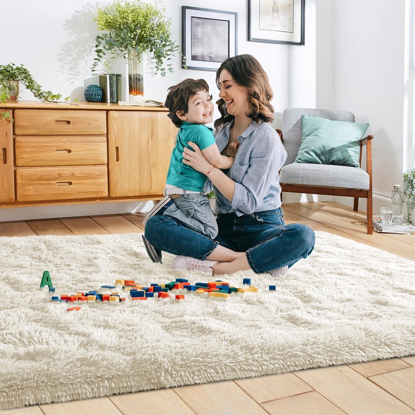 Large Shaggy Area Rug anti Slip Floor Mat Fluffy Carpets for Bedroom Living Room