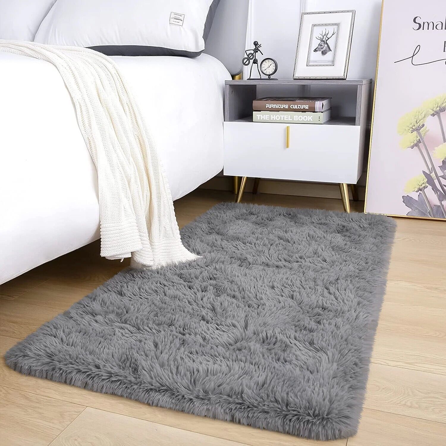 Large Shaggy Area Rug anti Slip Floor Mat Fluffy Carpets for Bedroom Living Room