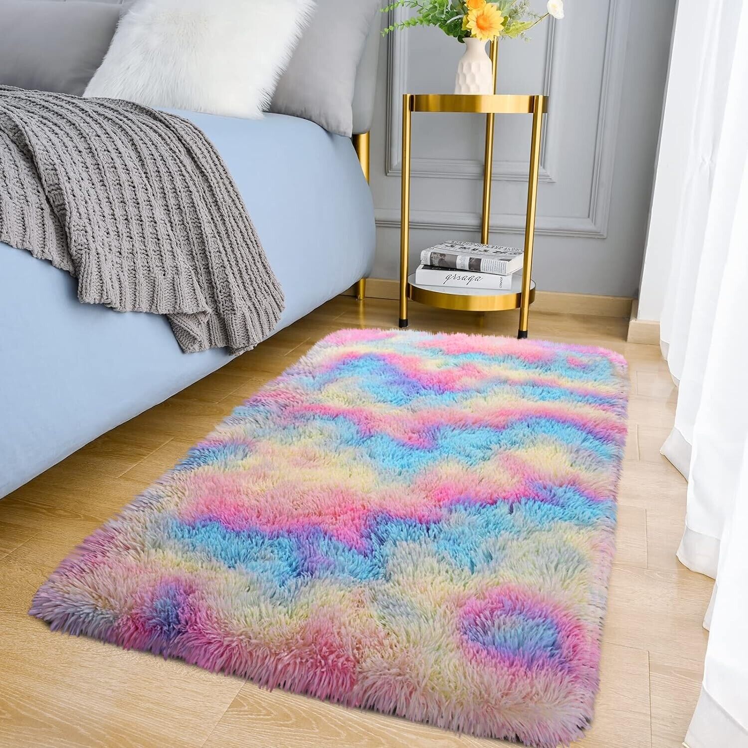 Large Shaggy Area Rug anti Slip Floor Mat Fluffy Carpets for Bedroom Living Room